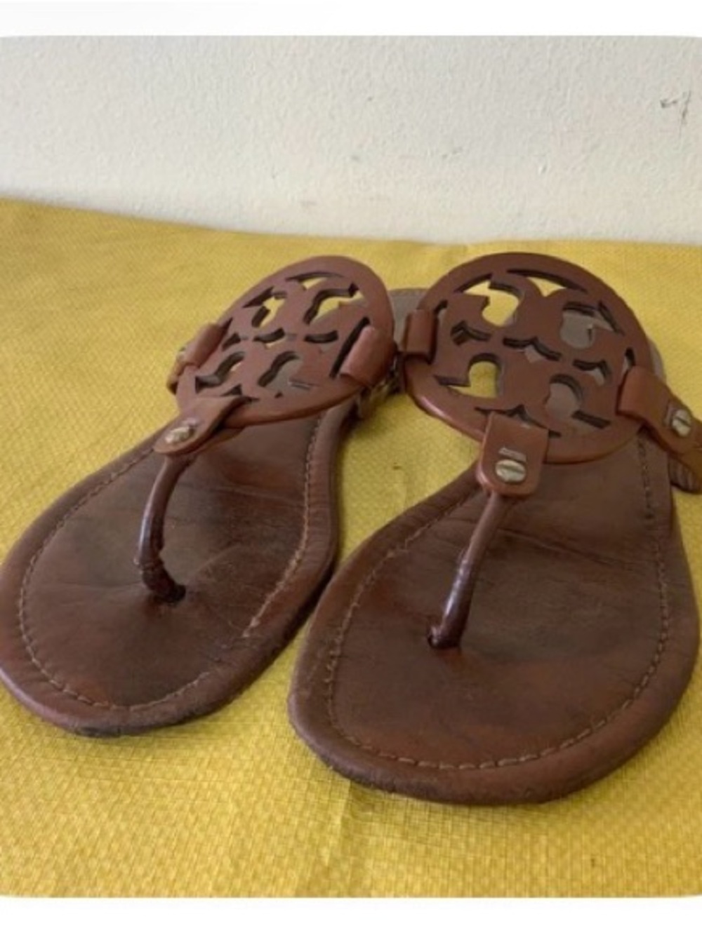 Tory Burch Brown Leather Miller Thong Sandals